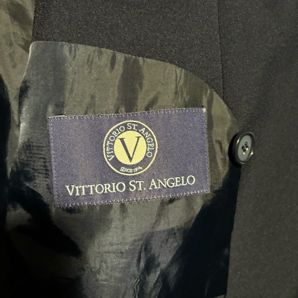 VITTORIO ST. ANGELO Peak Lapel Blue Double breasted 6 button Suit Jacket… - Picture 6 of 16